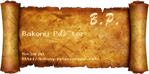 Bakony Péter névjegykártya